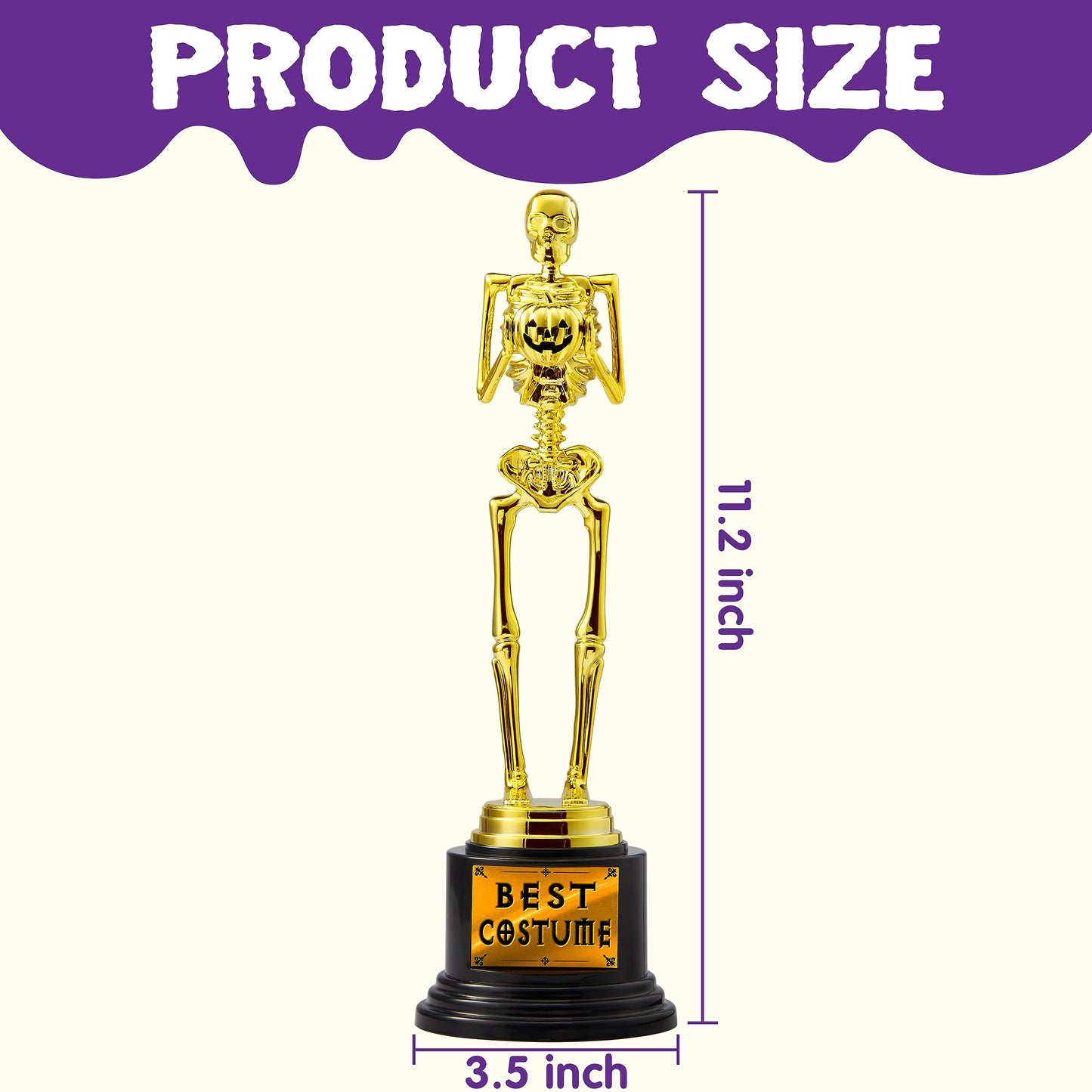 SYNCFUN 2 Pcs Halloween Best Costume Skeleton Trophy for Kids Adults,Halloween Prizes,Halloween Party Games for Kids Adults,Costume Contest Awards
