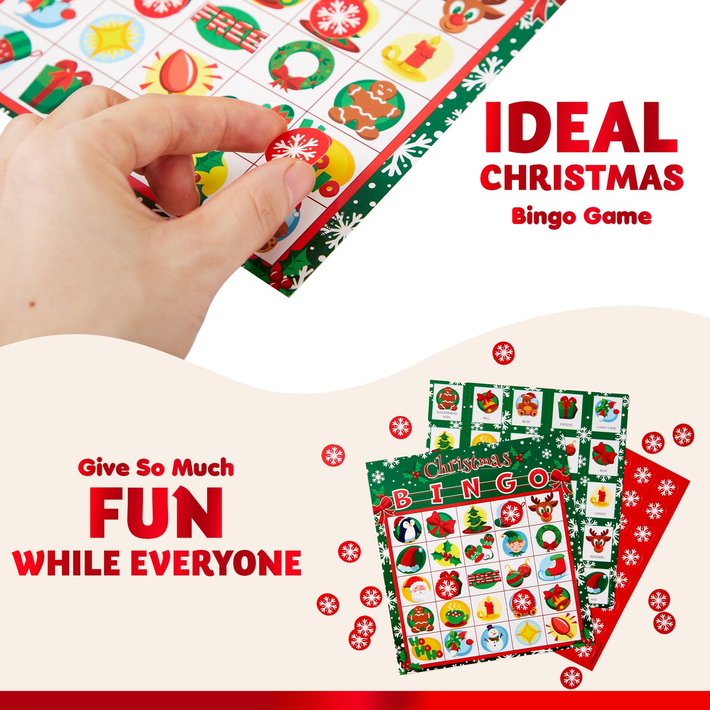 Joyfy 28 Players Christmas Bingo Card Games Set for Kids Xmas Party Board Games, Winter Bingo Card, School Classroom Charades Games, Party Supplies, Family Group Activity