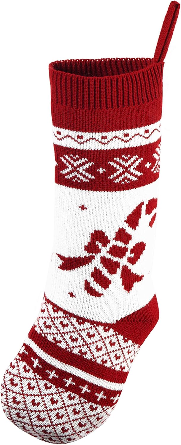 Joyfy 6 Pcs 18" Knit Christmas Stockings, Large Rustic Yarn Xmas Stockings for Family Holiday Decorations