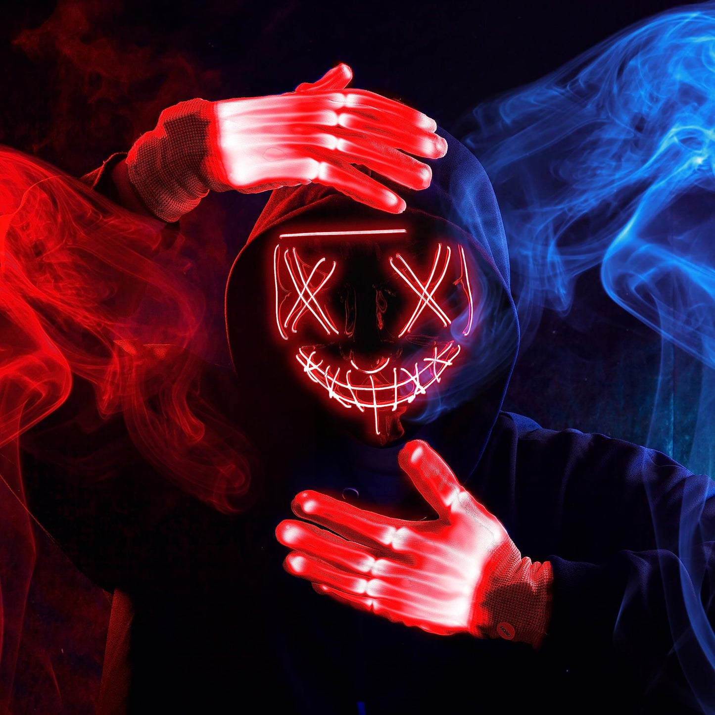 Joyfy Halloween Mask Light up Mask and Gloves,Scary Halloween Costumes Accessories for Boys,Cosplay Halloween Costume Masquerade Parties,Carnival,Gifts