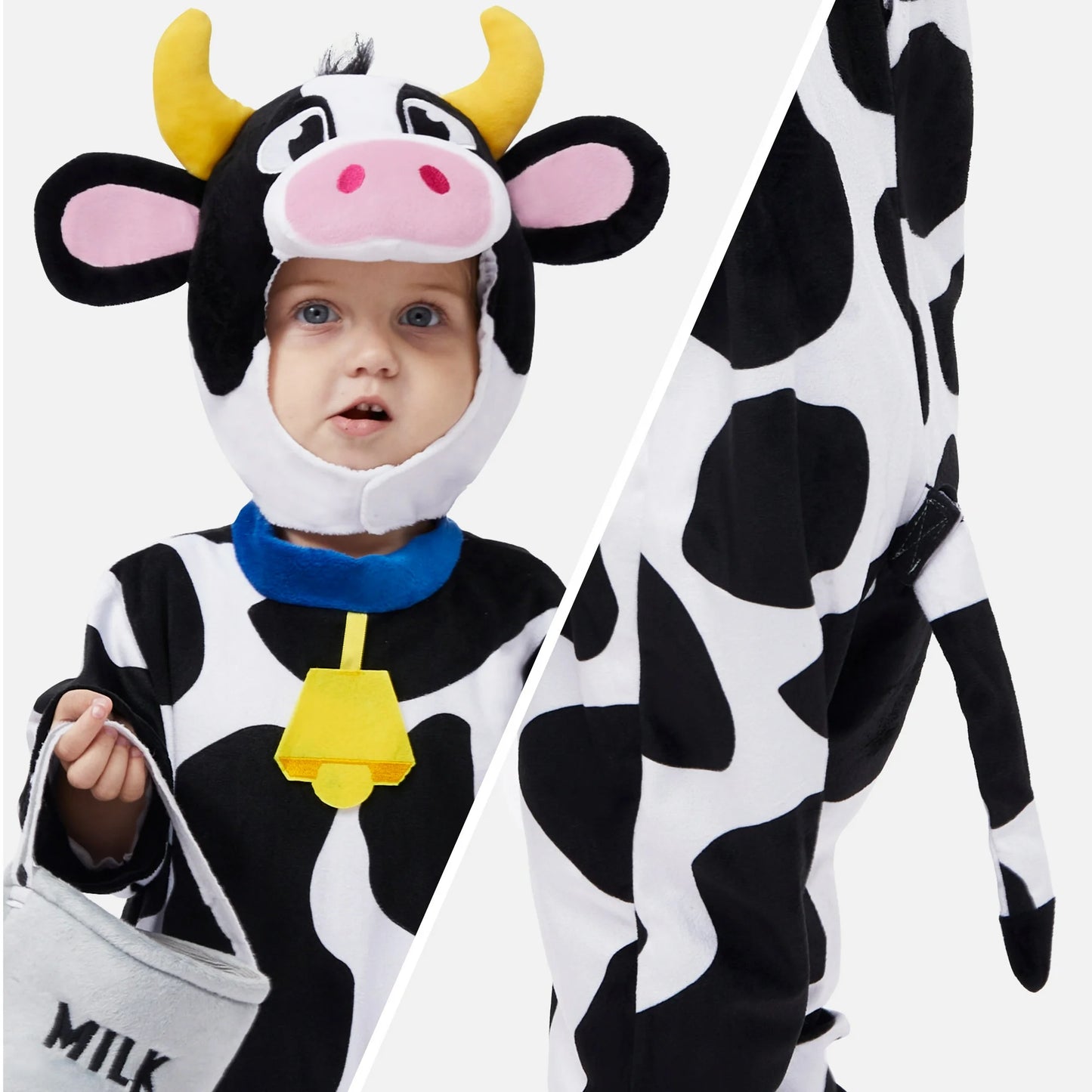 Syncfun Baby Cow Costume with Milking Bucket for Toddler, Kids Halloween Farm Party Dress up Role Playing Cosplay 0-5 Years