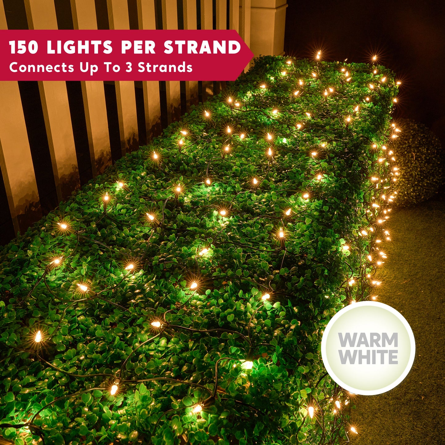 Syncfun 150 Christmas Net Lights for Bushes,4 x 6 FT Warm White Incandescent Christmas Lights Net Lights Outdoor Mesh Lights for Bushes Garden Party Xmas Tree Decoration
