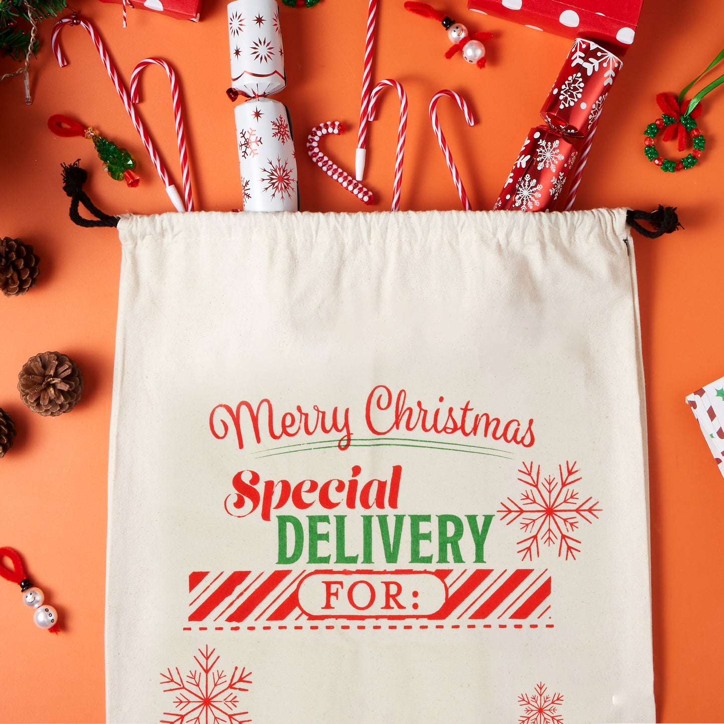 Joyfy 3 Pcs Present Bags, Santa Burlap Sack with Drawstring 26" x 19" for Large Xmas Package Storage,Christmas Large Gift Bags