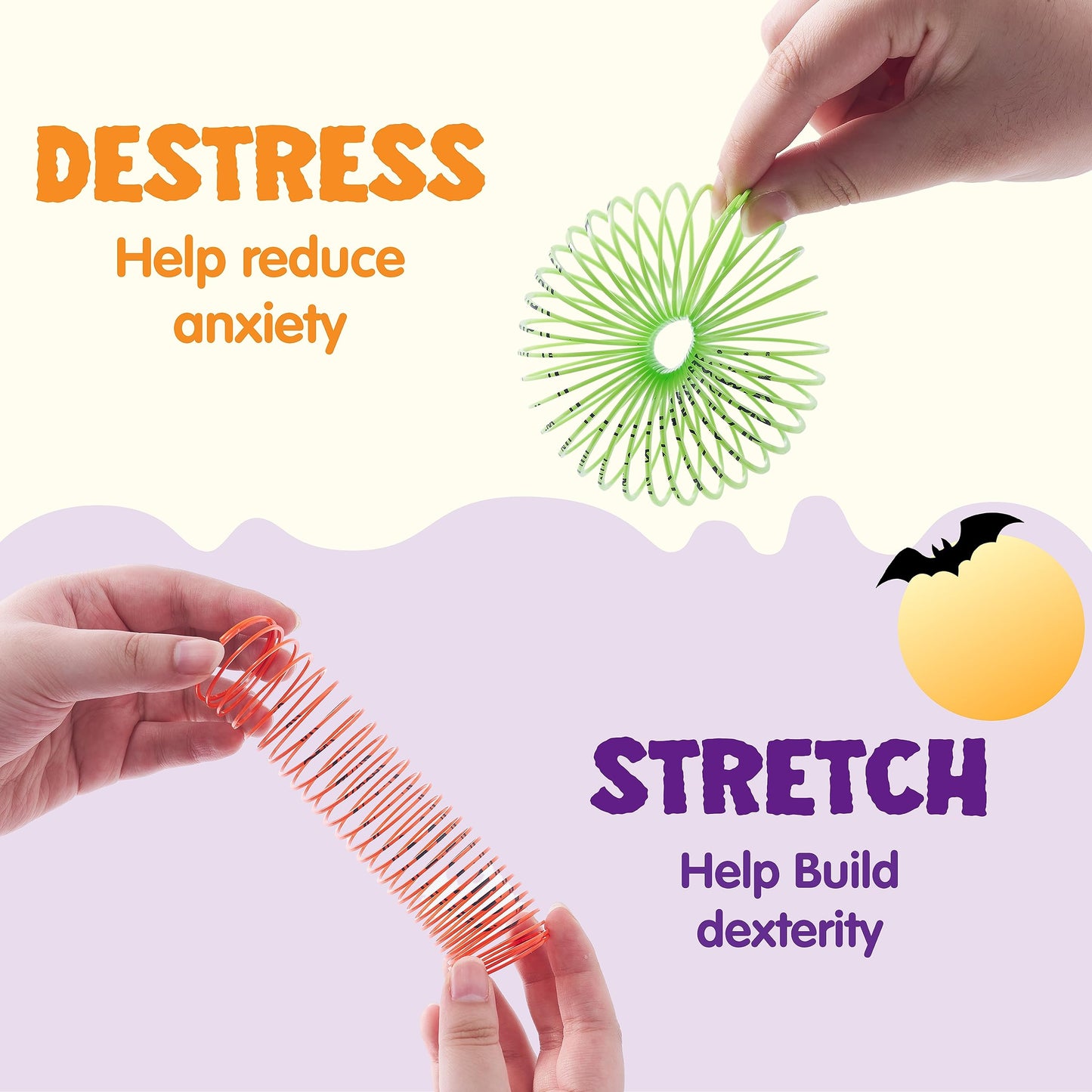 Joyfy 60 Pcs Halloween Coil Spring Toys,Halloween Mini Magic Springs Toys Bulk for Party Favors,Halloween Goody Bag Fillers,Halloween Sticky Toys for Classroom Prizes