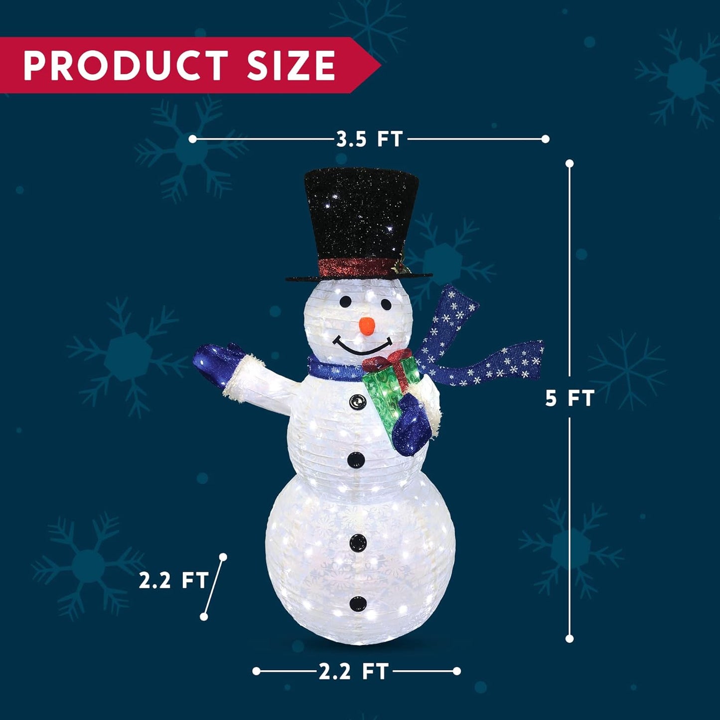 Syncfun 5 FT Snowman Yard Light Christmas Outdoor Decorations,150 LED Snowman Christmas Decorations,Christmas Yard Light with Stakes Holiday Decor