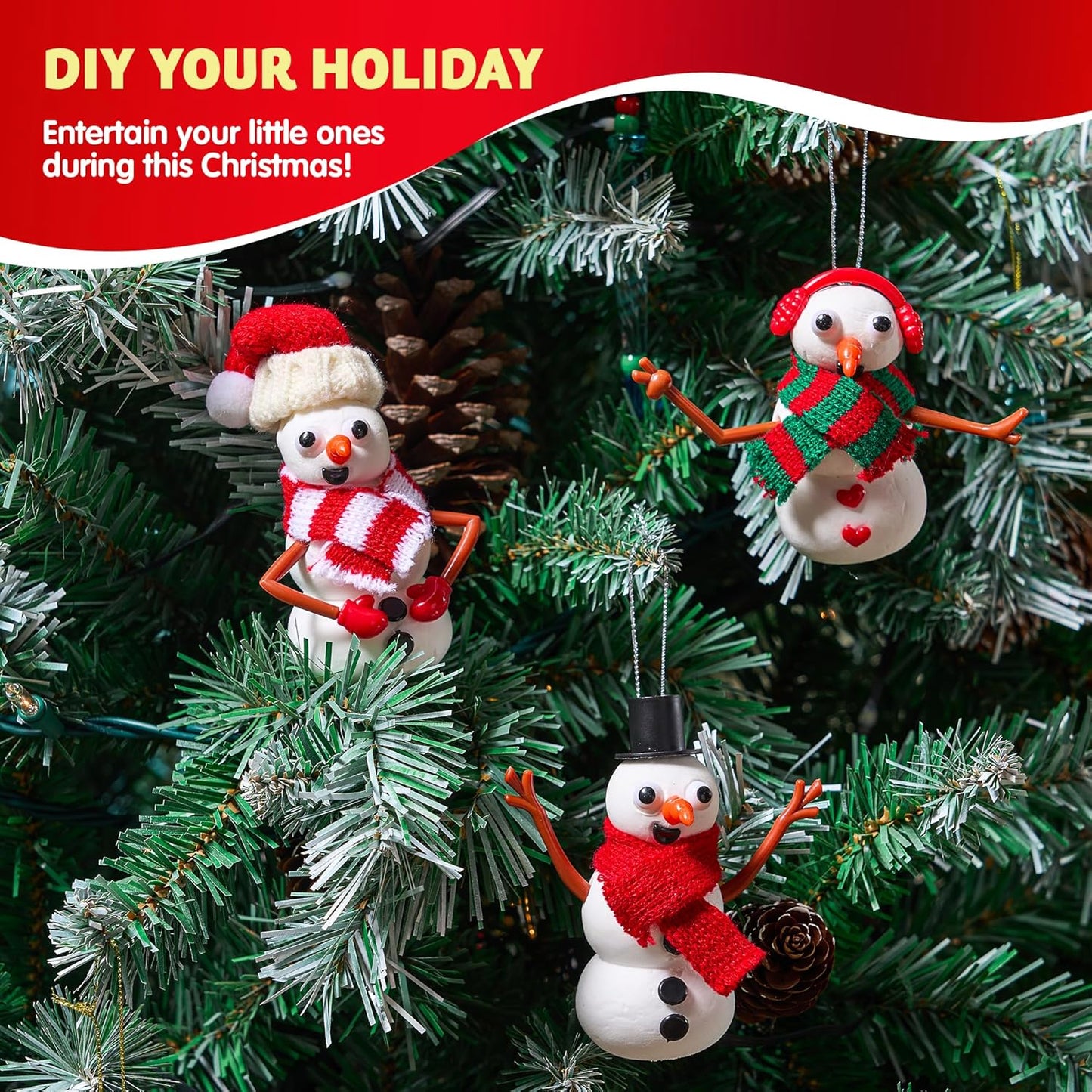 SYNCFUN 3 Pack DIY Snowman Christmas Craft Kit Christmas Build Your Snowman Craft Kit for Xmas Arts and Craft Activities