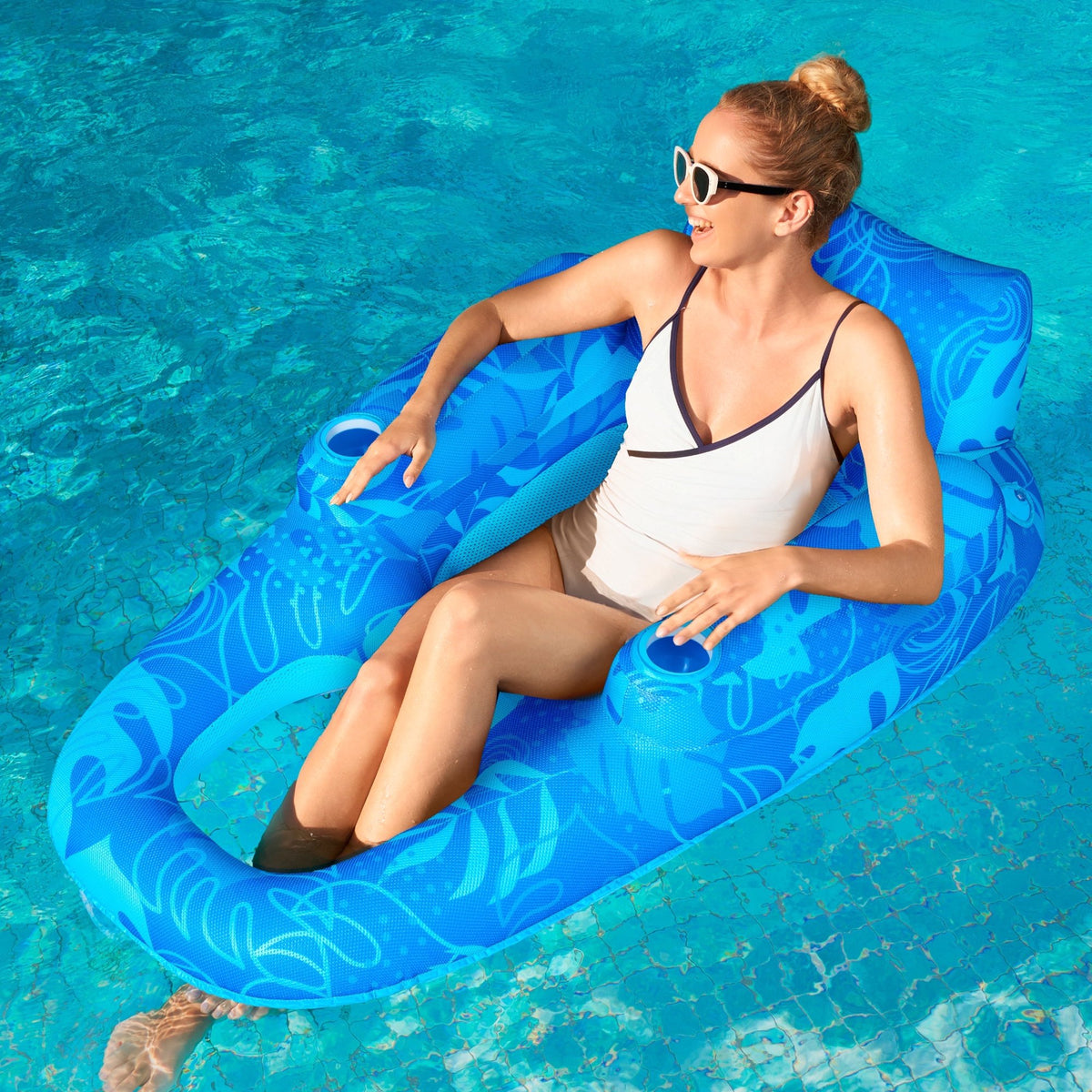 Syncfun Inflatable Pool Lounge Chair (Blue) Pool Float Chair Adult Inf ...