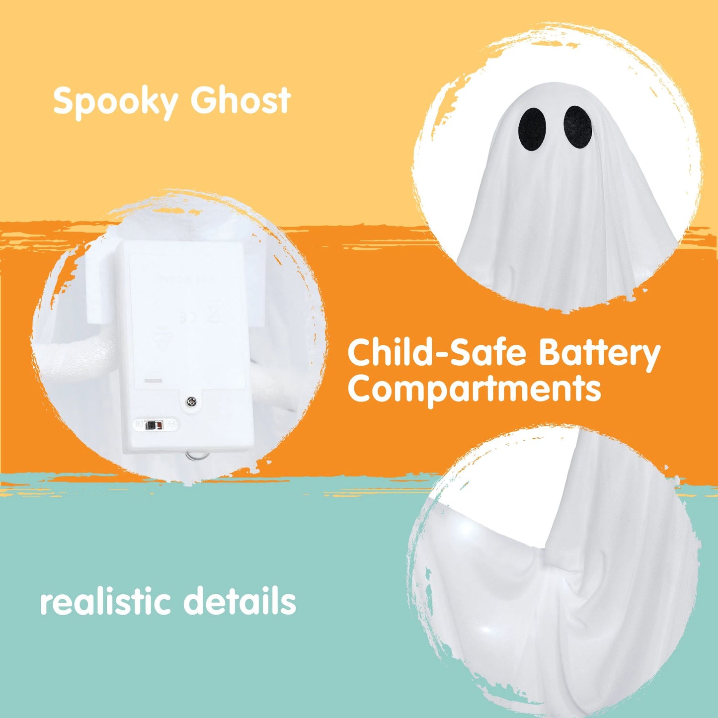 Joyfy 47 Inch Hanging Ghosts Halloween Decor,Halloween Light up White Ghosts with Spooky White LED Light,Halloween Outdoor Yard Porch Decorations,Haunted House Decorations