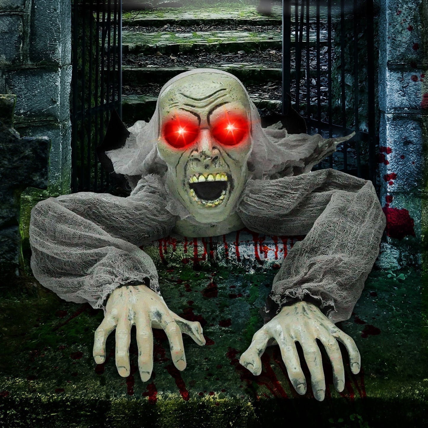 Joyfy Halloween Groundbreaker Halloween Decorations Zombie with Sound and Flashing Eyes,Outdoor Scary Halloween Yard Decorations