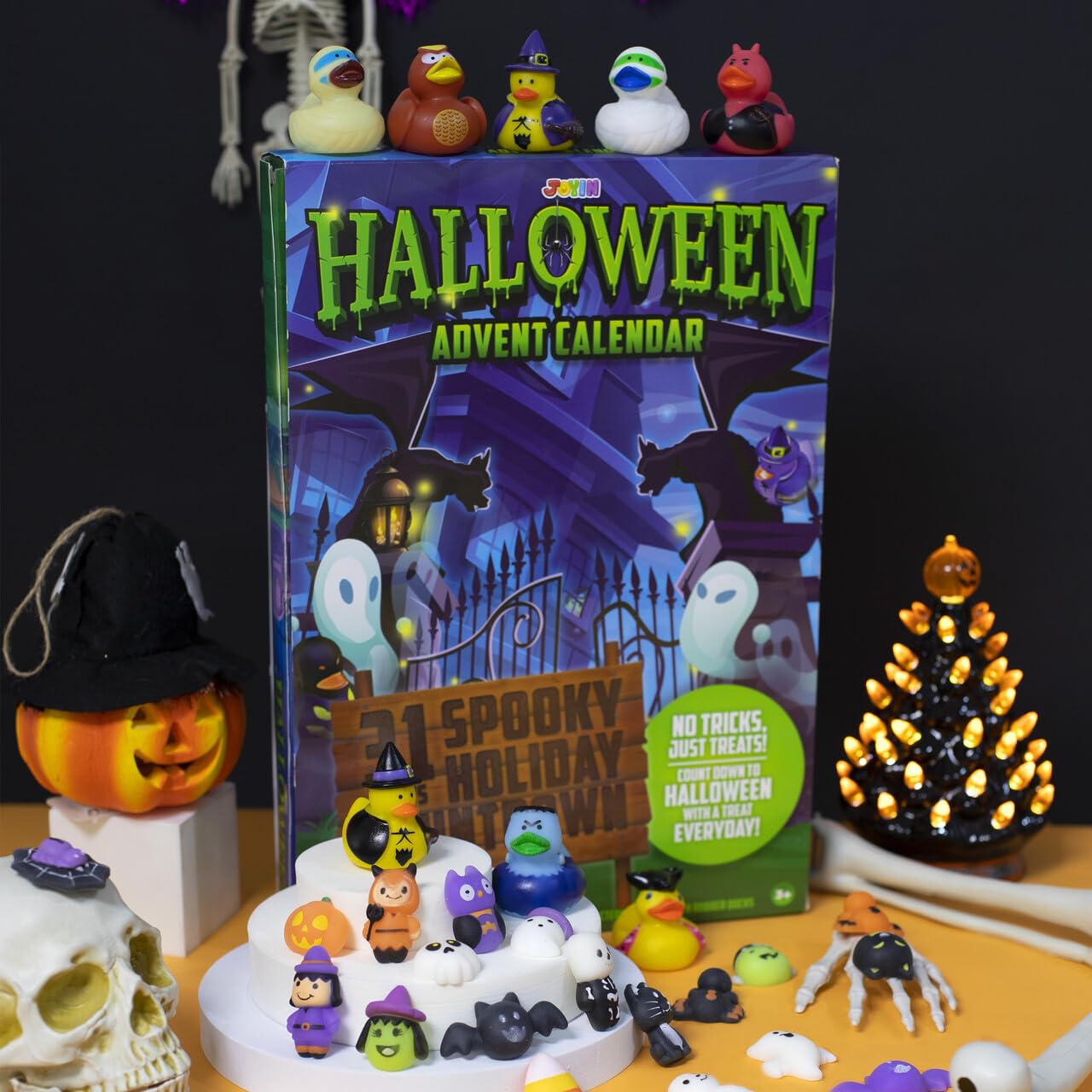 JOYIN Halloween Advent Calendar with Surprise Toys,Holiday CountDown to Halloween with Mochi and Surprise Halloween Themed Rubber Ducks,Halloween Countdown Calendar with Toys for Halloween