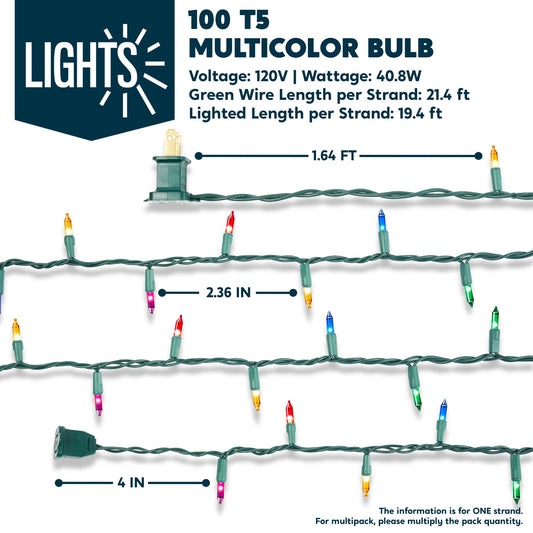 Joyfy Multicolor Christmas Lights,64.2ft 300(3x100) Count Christmas String Lights,Connectable Green Wire Xmas Tree Lights for Indoor Outdoor Christmas Decorations Holiday Party Decor