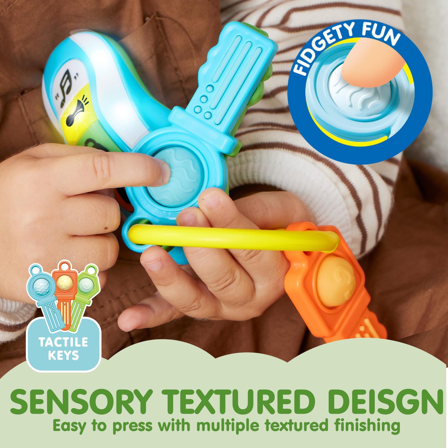 SYNCFUN Baby Toys 0-3-6-12 Months, Musical Toy Phone and Car Keys Teether Set, 60+ Music and Learning Phrases, Birthday Gifts for Toddler 1 2 3 Years Old