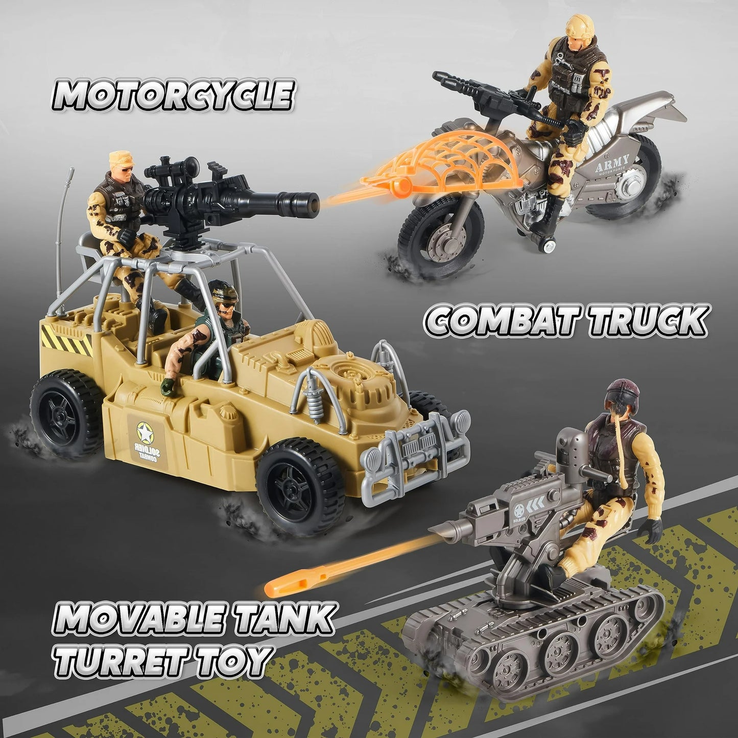 SYNCFUN Military Base Toys Set, Army Men Action Figures and Weapon Gear Accessories Military Combat Toys