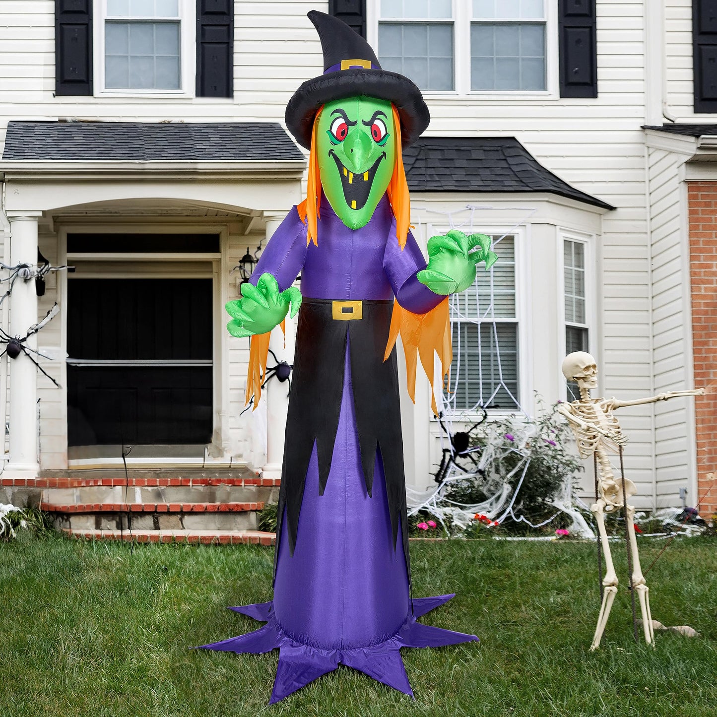 Syncfun 12 FT Halloween Inflatable Giant Witch Decoration with Built-in LEDs,Witch Halloween Decorations Outdoor Blow Up Yard Lawn Decoration