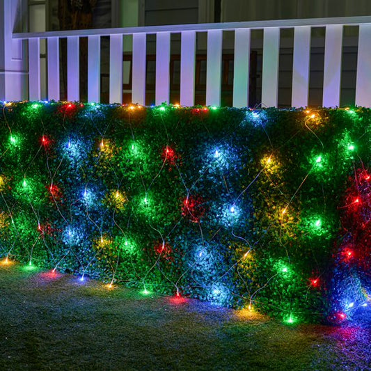 Joyfy 360 Christmas Net Lights for Bushes,6.5 x 15 ft Multicolor Incandescent Christmas Lights Net Lights Outdoor Mesh Lights for Bushes Garden Party Xmas Tree Decoration