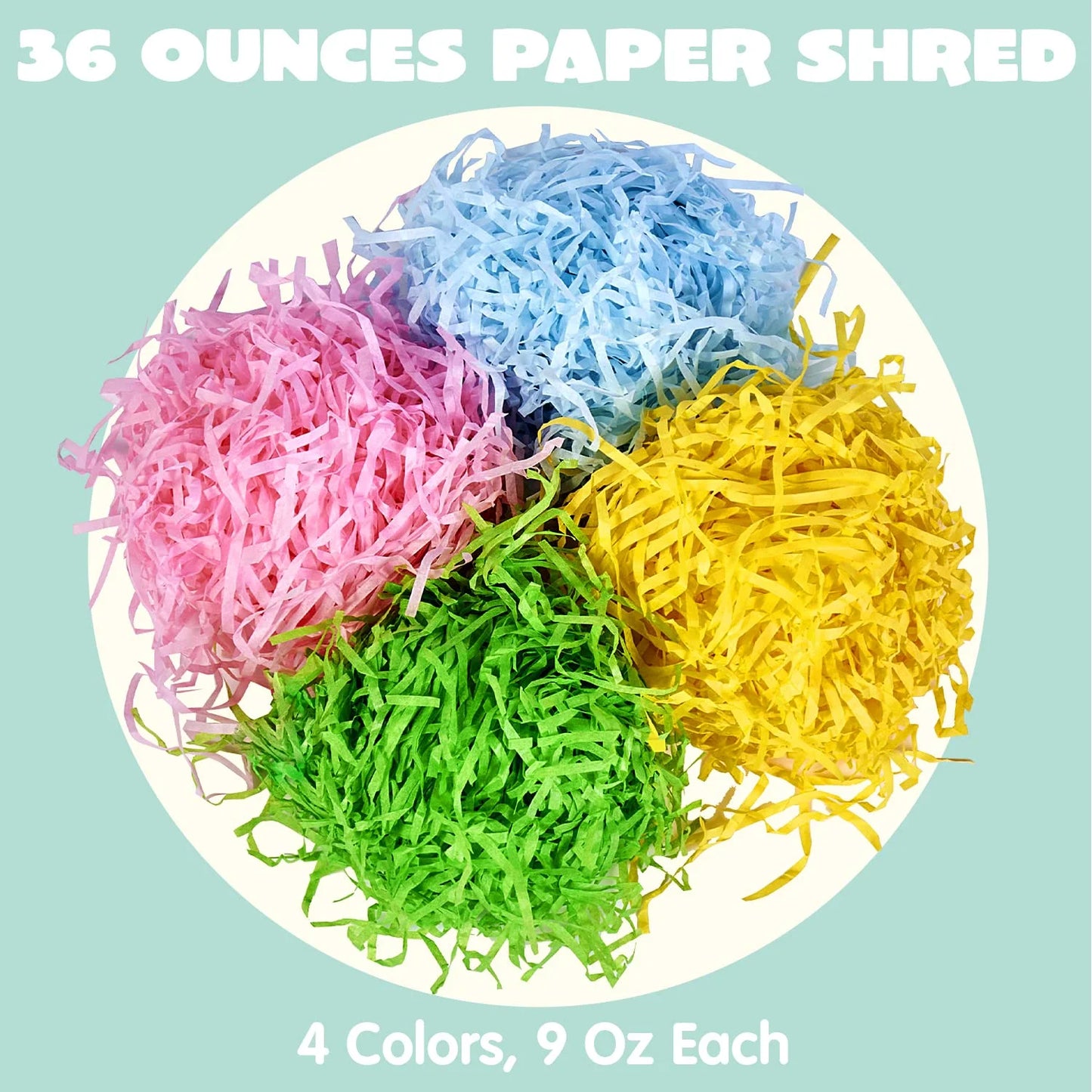 Joyfy 1000g (36oz ) Easter Grass for Baskets,Pink Yellow Sky Blue Green Recyclable Shredded Paper Easter Hunt,Party Decor
