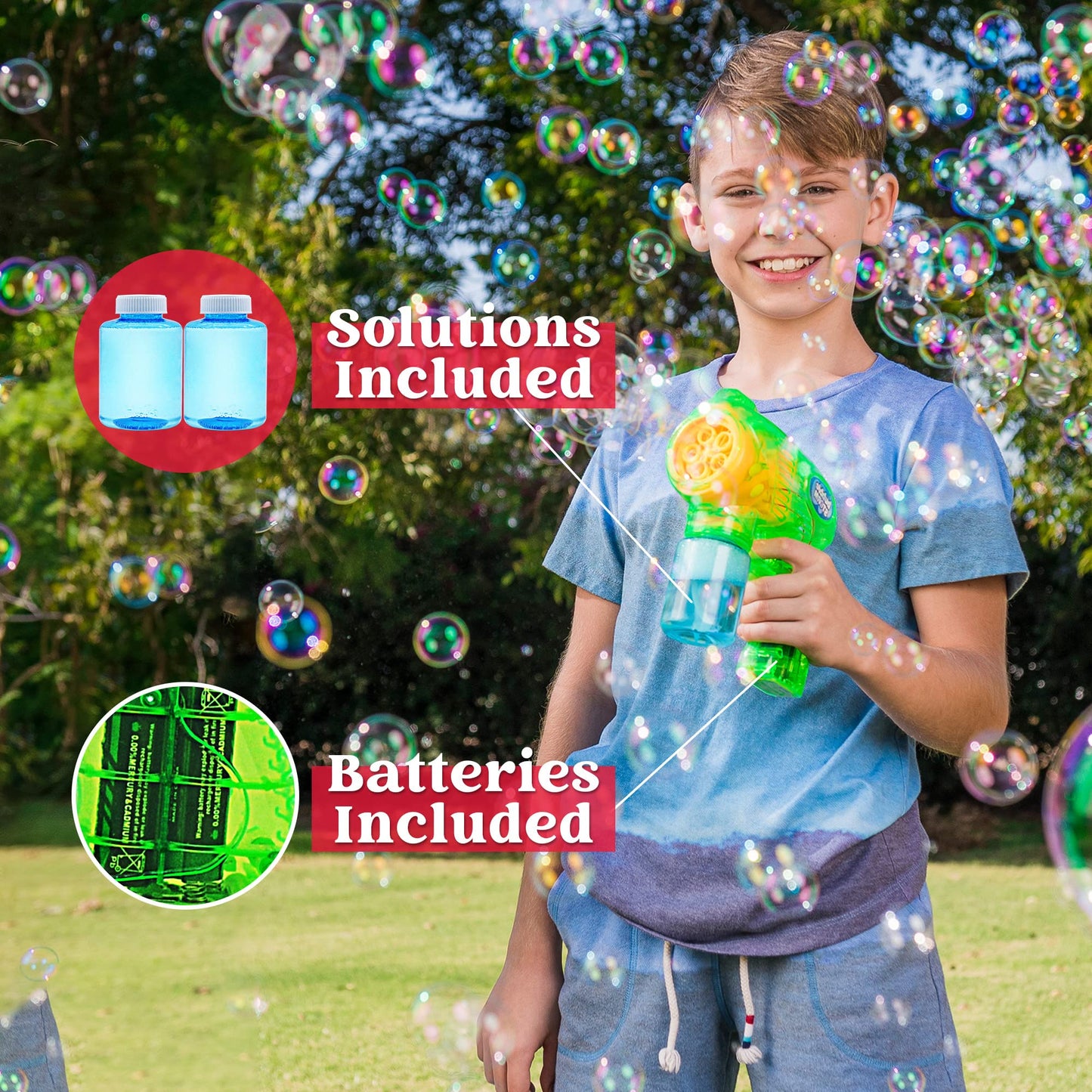 Syncfun 2 Pcs Bubble Gun for Kids,10 oz Bubble Gun with Refill Solution,Automatic Bubble Guns for Kids,Party Favors,Birthday Gift,Easter