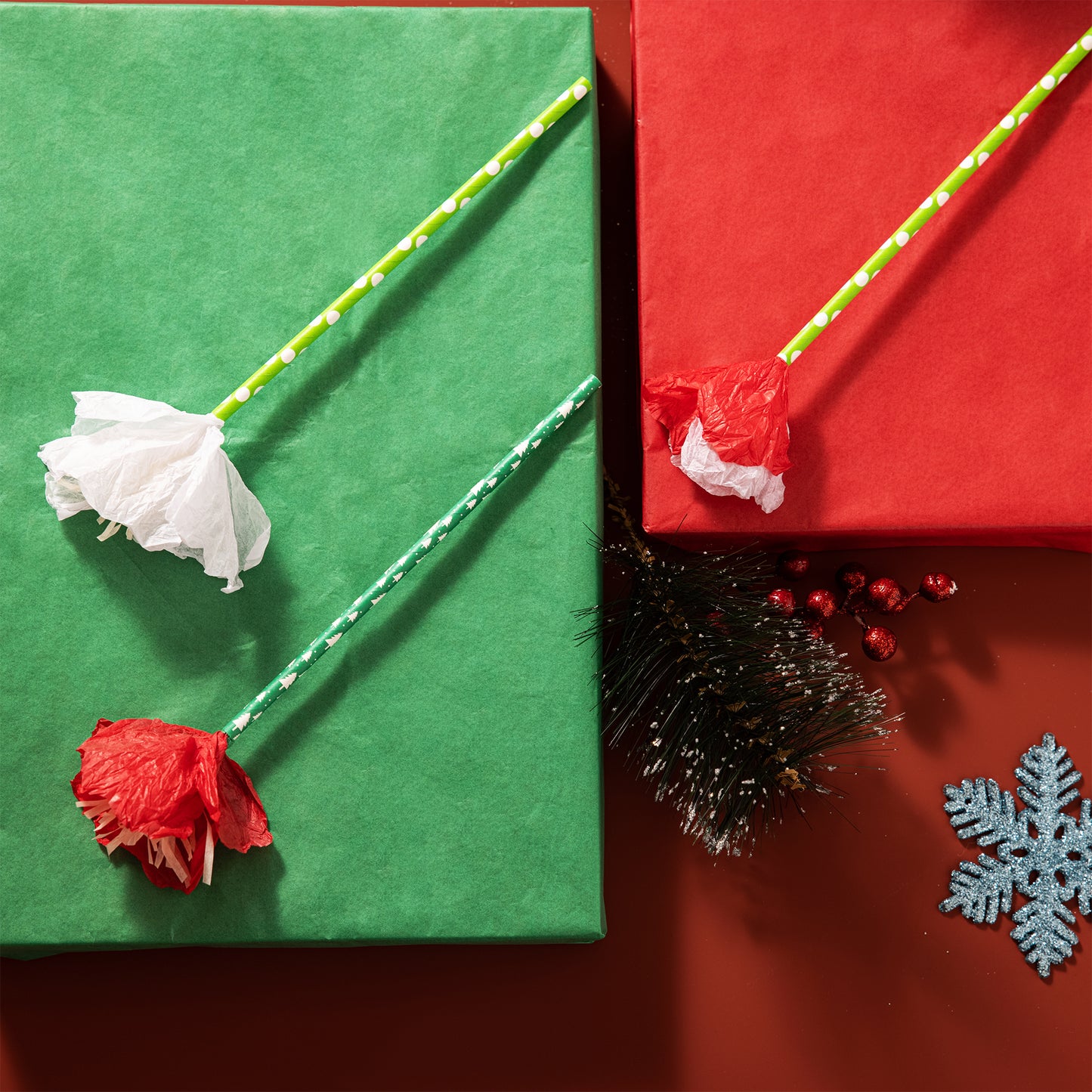 Joyfy 72 Sheets Christmas Tissue Paper Assorted Design (Red, Green & White) 20" x 20" Christmas Wrapping Tissue for Gift Bags DIY Crafts Party Decorations
