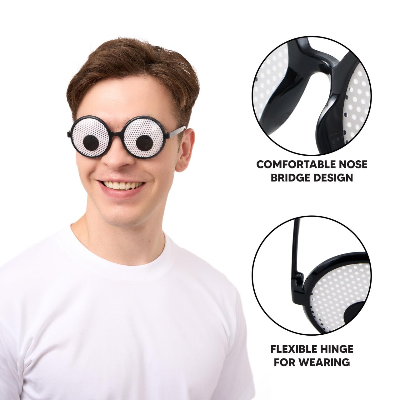 JOYIN 3 Pcs Halloween Glasses,Eyeball Glasses Amusing Wiggly Eyes Glasses Funny Glasses for Adult Posing Props Masquerade Costume Birthday Party Cosplay Supplies