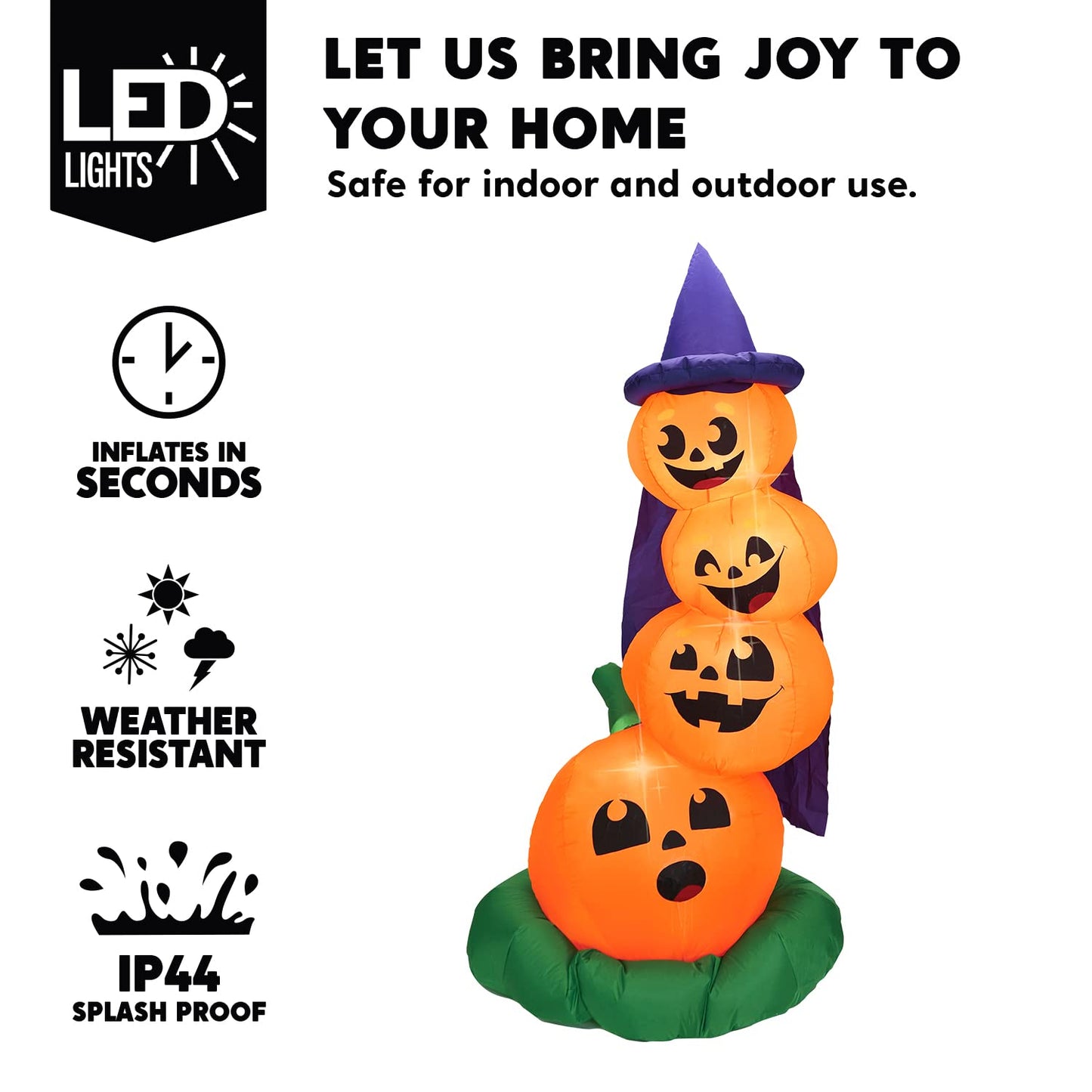 Syncfun 6 FT Halloween Inflatables Stacked Pumpkins with Build-in LEDs for Porch,Halloween Pumpkin Decor Blow up Yard Decorations
