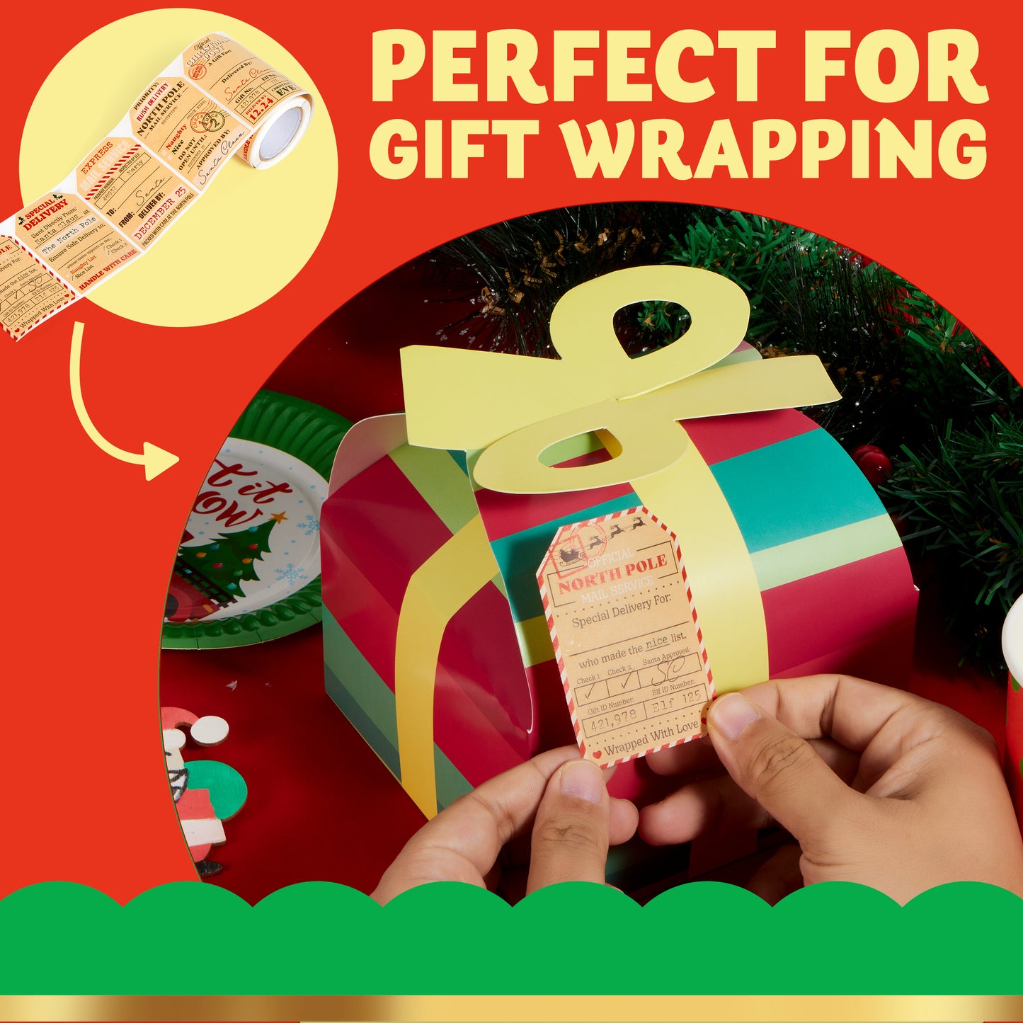 SYNCFUN Christmas Gift Tag Kraft Paper North Pole Style