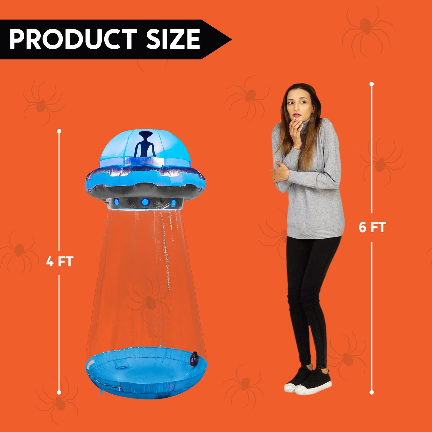 Syncfun 4 FT Halloween Inflatable UFO Alien Decoration with Built-in LEDs,UFO Halloween Decorations Outdoor Blow Up Yard Lawn Decoration