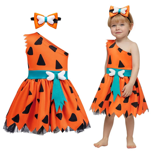 Joyfy Halloween Caveman Costume for Baby Girls, Girls' Caveman Costume, Baby Halloween Cosplay Party Costume (0-4yrs)