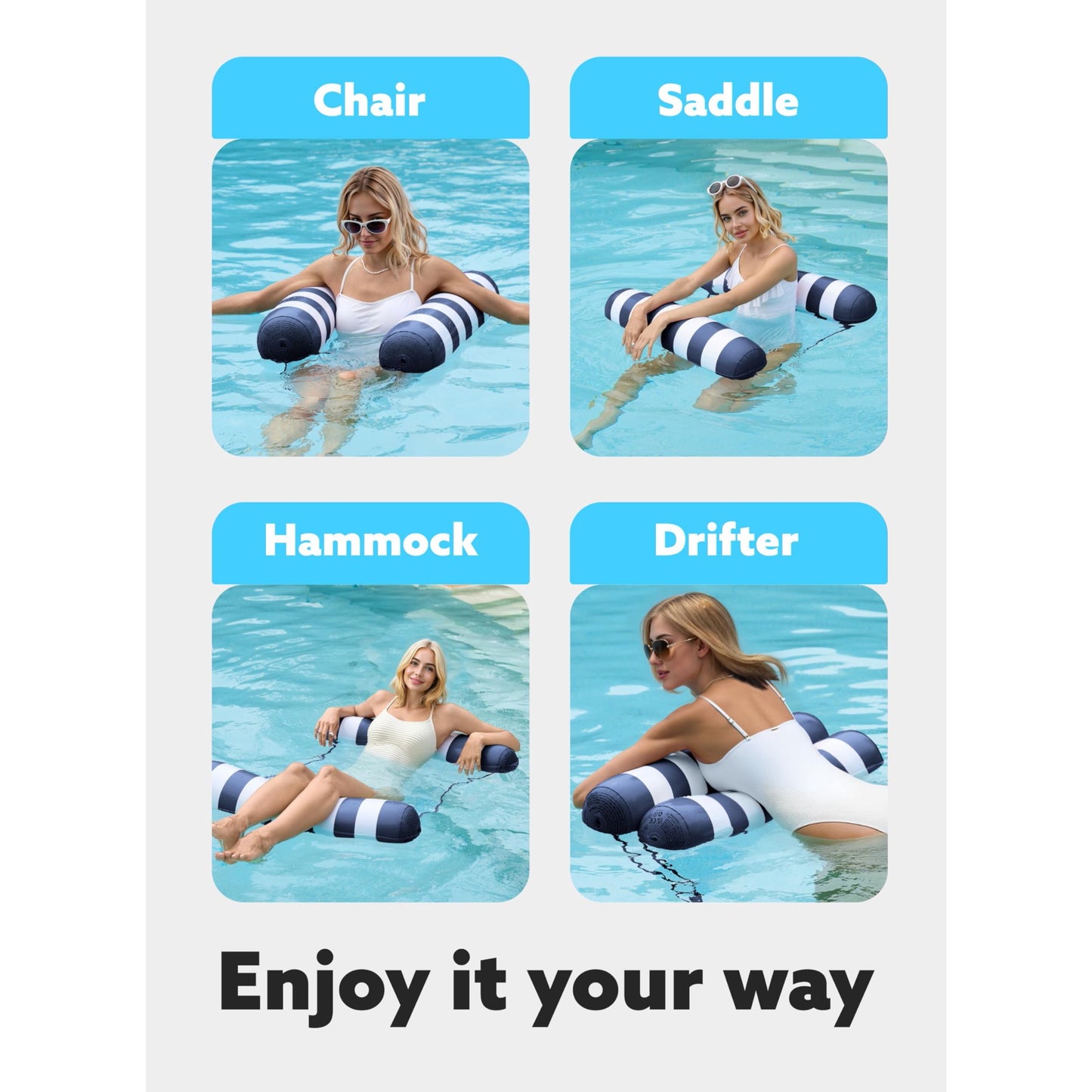 Syncfun Hammock Pool Floats Adults, 4-in-1 Multi-Purpose Inflatable Pool Floaties PVC Water Hammock Lounge