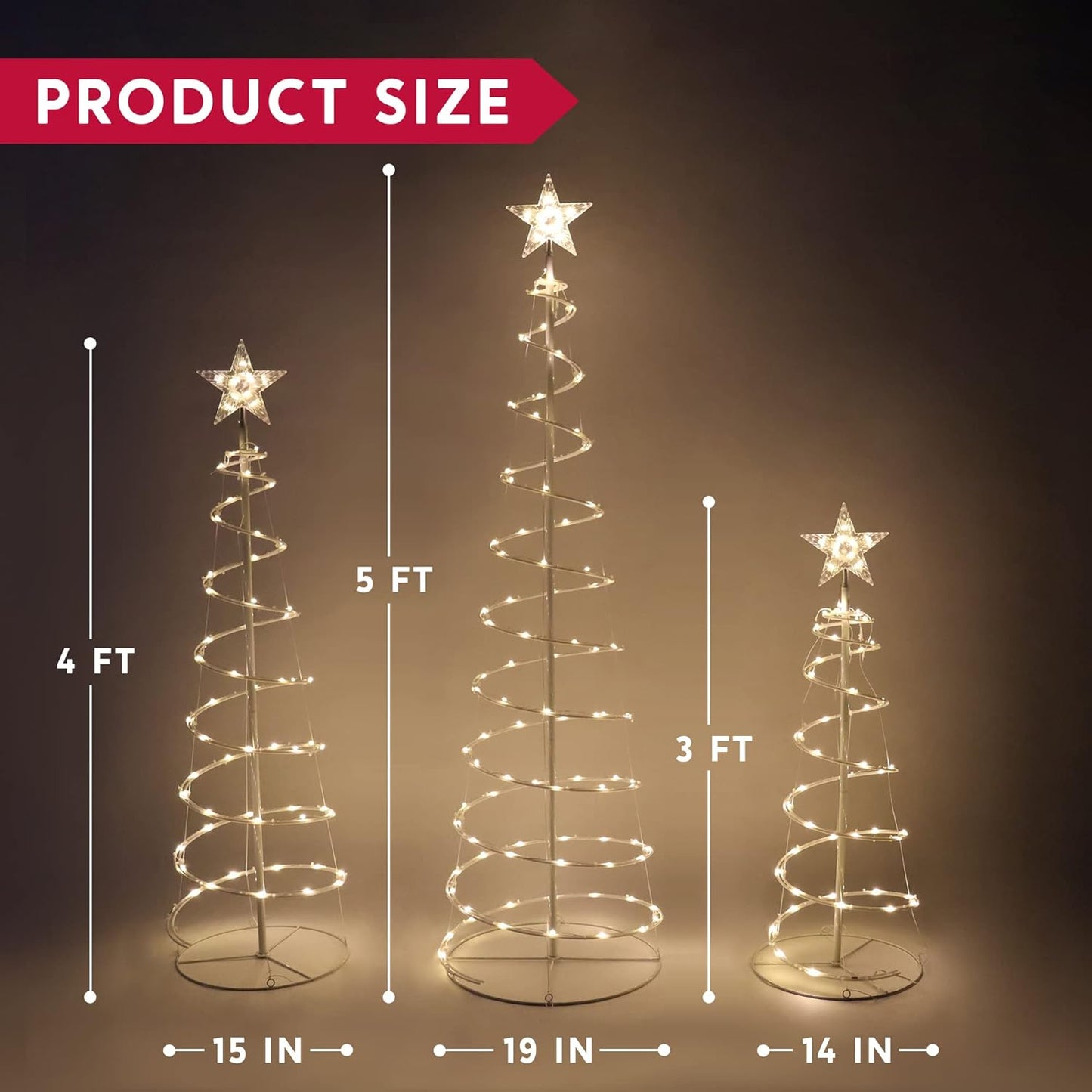 Joyfy 3 Pack Spiral Tree Christmas Decoration Outdoor,218 LED Christmas Tree Light Decorations,Christmas Yard Light with Stakes Decorations Outdoor Holiday Decor
