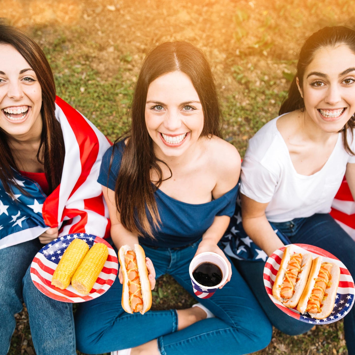 180 pieces of patriotic party utensils, 30 plates, 30 napkins, 30 paper cups, and 90 plastic containers for the July 4th celebration
