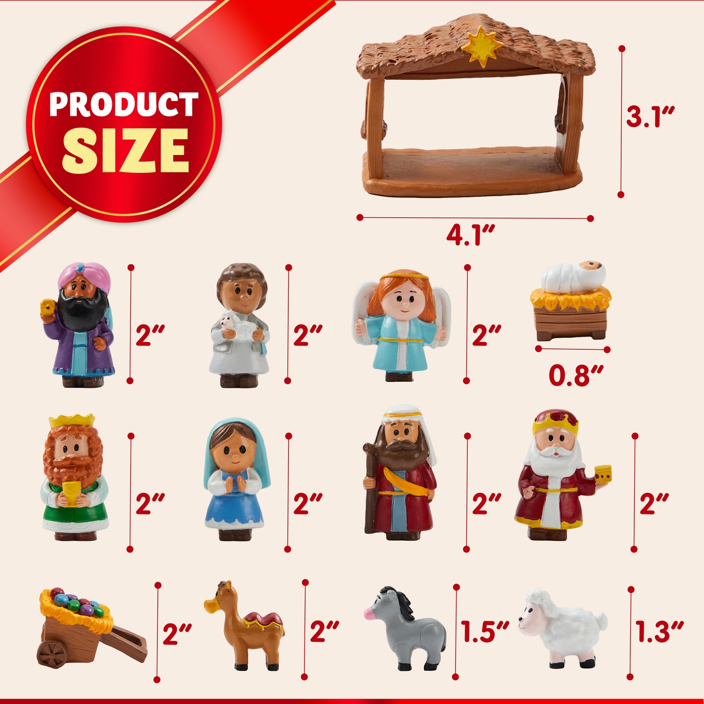 Joyfy 14 Pcs Little Nativity Playset Christmas Nativity Scene Holiday Family Gift Reenact Miniature Toys Manger Scene for Kids Xmas Decorations