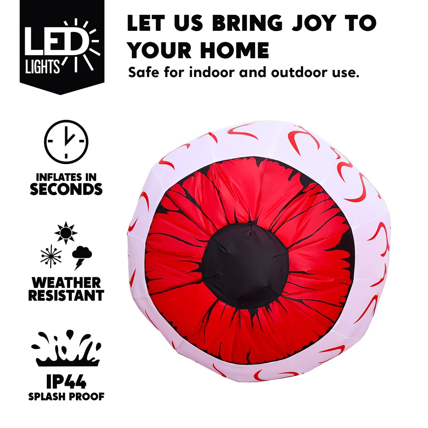 Syncfun 2 Pack Halloween Inflatable Huge Red Eyeballs with Build-in LEDs Halloween Blow up Yard Decorations,3 FT Diameter