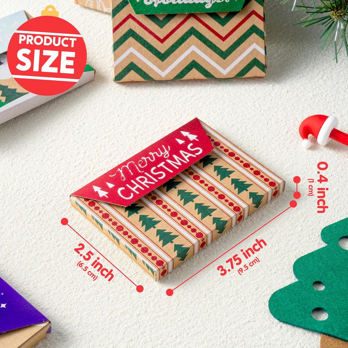 Joyfy 12 Pcs Gift Card Boxes Holder for Christmas, Brown Kraft Paper Envelope Boxes for Presents Wrapping, 12 Design Xmas Holiday Birthday Decor, Party Favor Money Cash Holder
