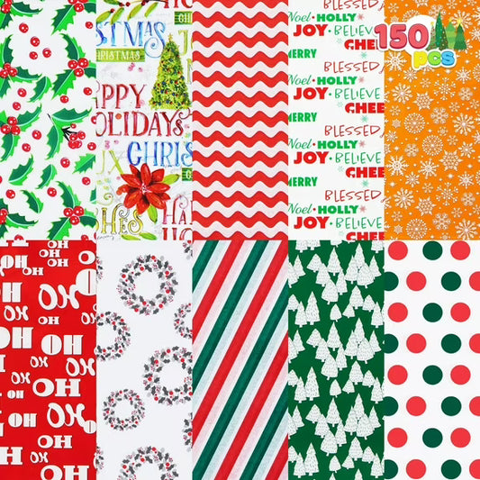 Joyfy 150 Sheets Christmas Tissue Paper Bulk 20"x 20" Assorted Christmas Wrapping Tissue for Gift Bags DIY Crafts Party Decorations