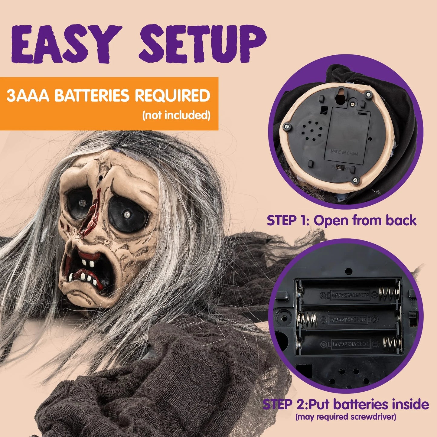 Joyfy Halloween Groundbreaker Halloween Decorations Zombie with Creepy Sound and Flashing Eyes,Outdoor Scary Halloween Yard Decorations,Haunted House Decorations
