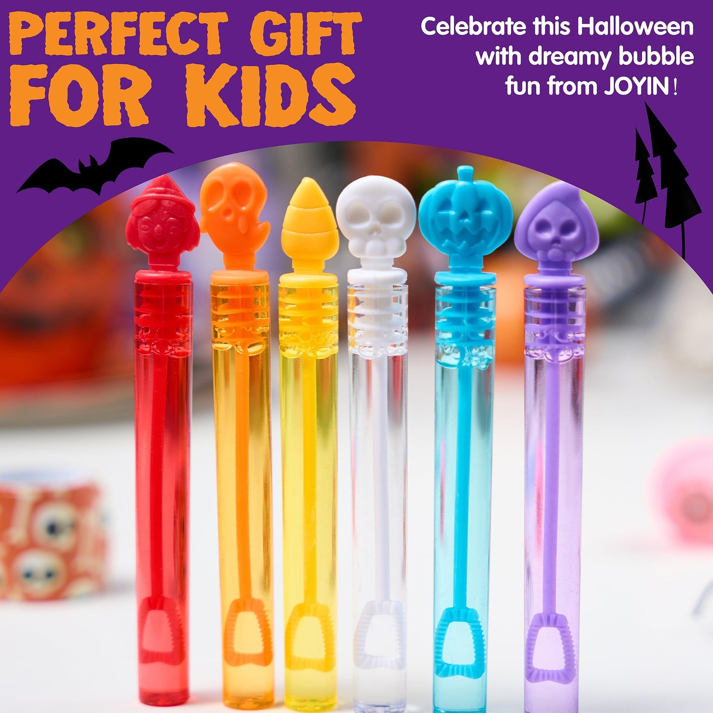 Syncfun 36 Pcs Halloween Bubble Wands,Halloween Toys for Kids,Halloween Party Favors Games,Halloween Treat Bag Fillers Prizes Goodies,Classroom Halloween Decorations