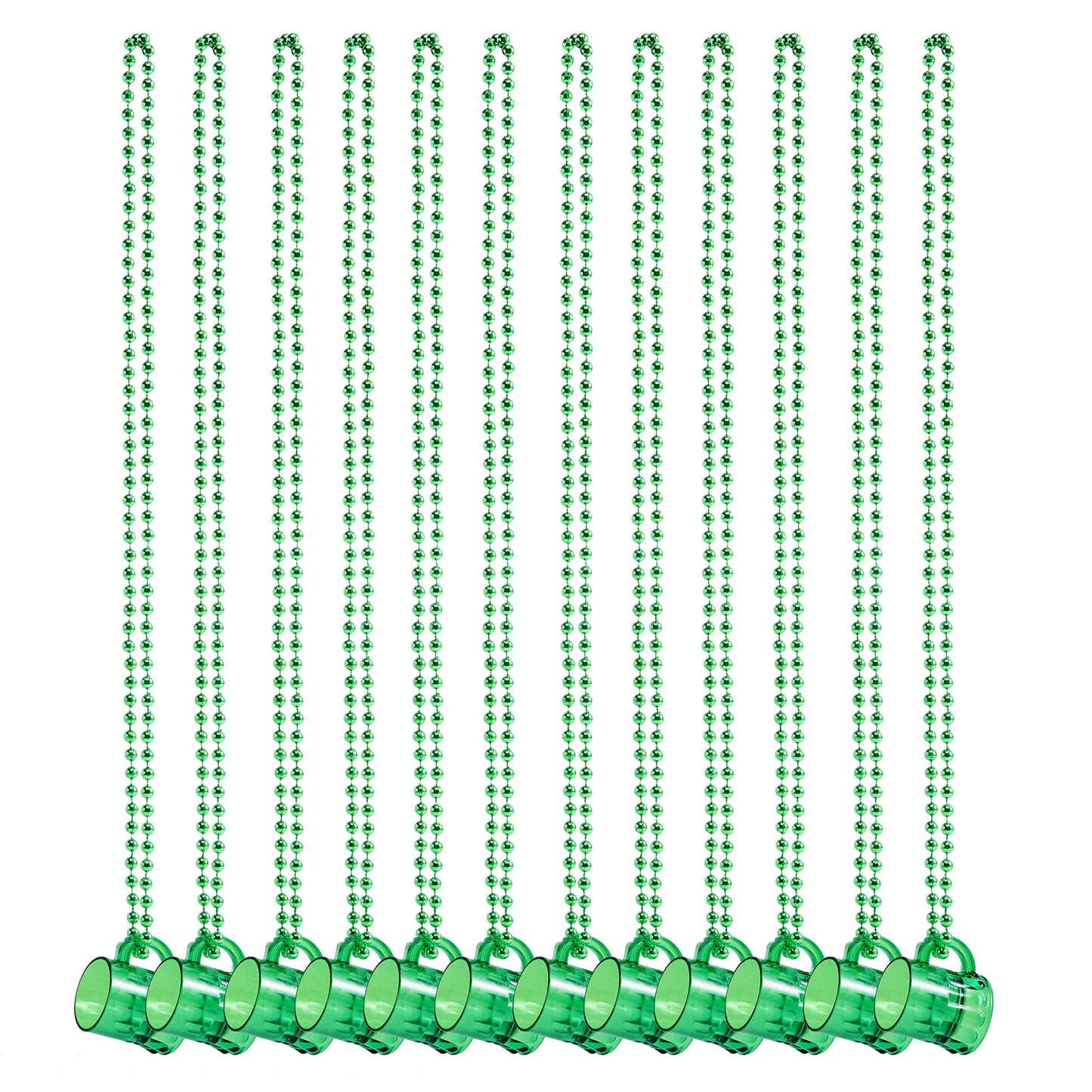 12 pieces of St. Patrick's Green Cup Bead Necklace, suitable for children, women, and men