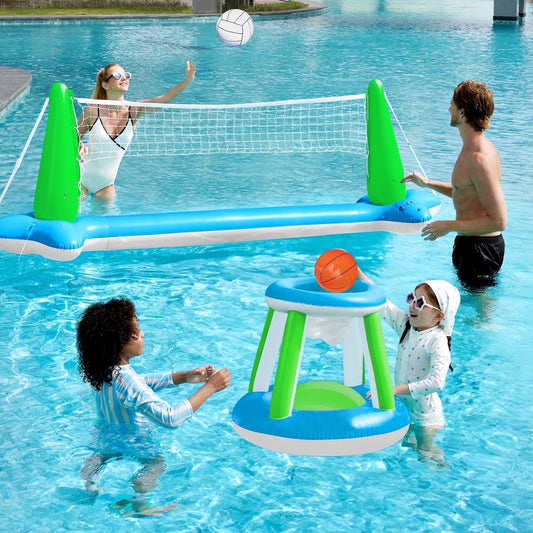 Joyfy Pool Toys with Pool Volleyball & Pool Basketball Hoop, Summer Pool Game for Kids and Pool Floats for Adults