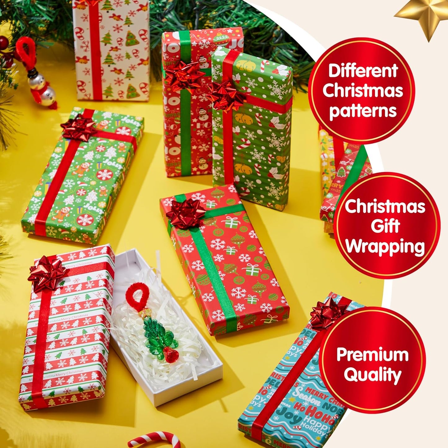 Joyfy 9 Pcs Christmas Gift Card Holders with Lids, Christmas Cash Money Card Holder with Bows, 6.5'' x 2.8'' x 0.8'' Xmas Boxes for Holiday Birthday Party Favor Gift Wrapping