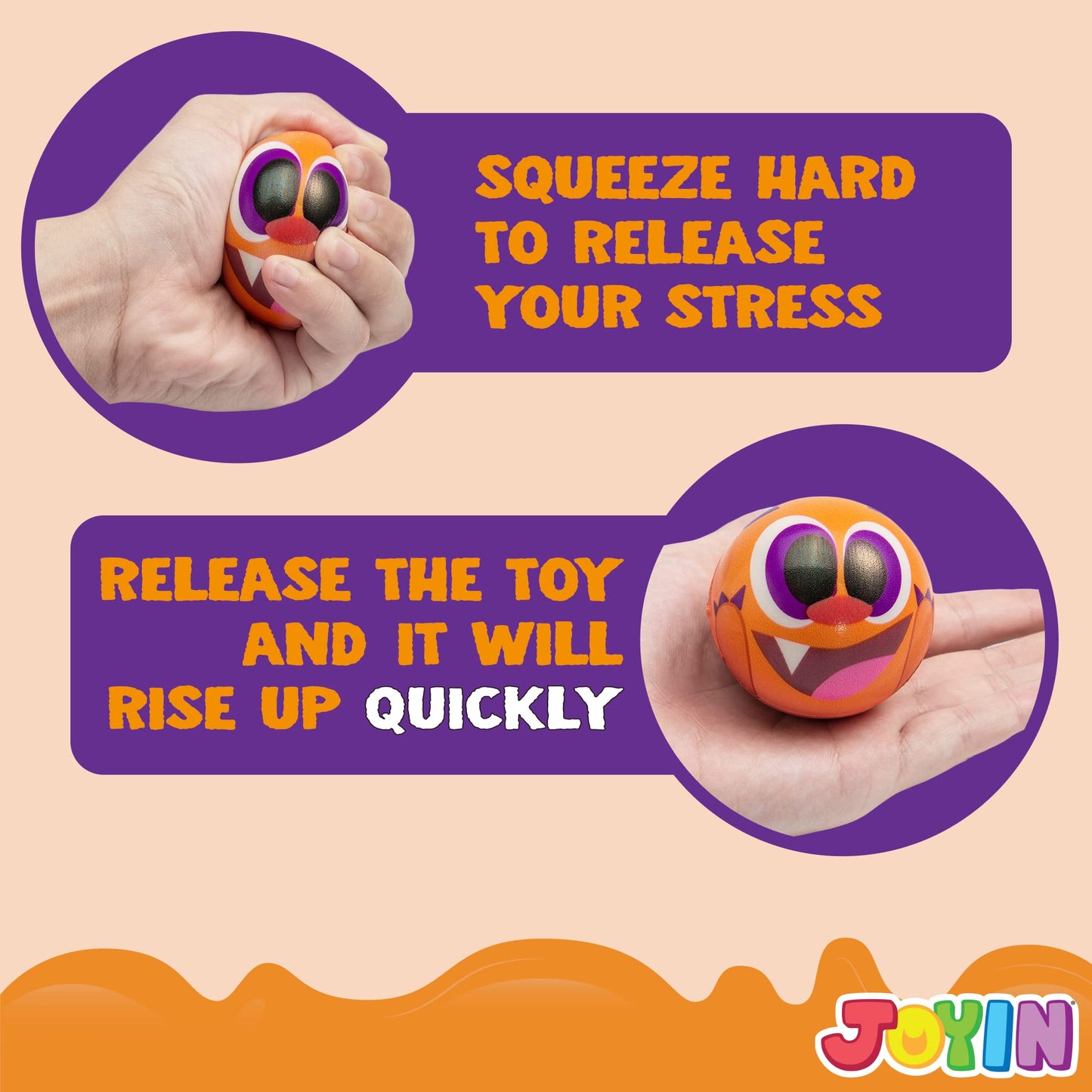 Sycnfun 24 Pcs Halloween Stress Balls for Kids,Halloween Funny Stress Balls Fidget Toys Bulk,Halloween Squishy Toys,Halloween Party Favor