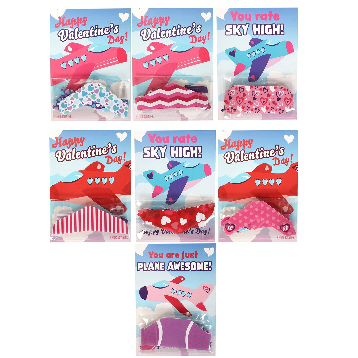 28 Packs Valentines Day Foam Airplanes Cards with Boxes for Kids Boys, Valentines School Classroom Exchange Cards Gifts