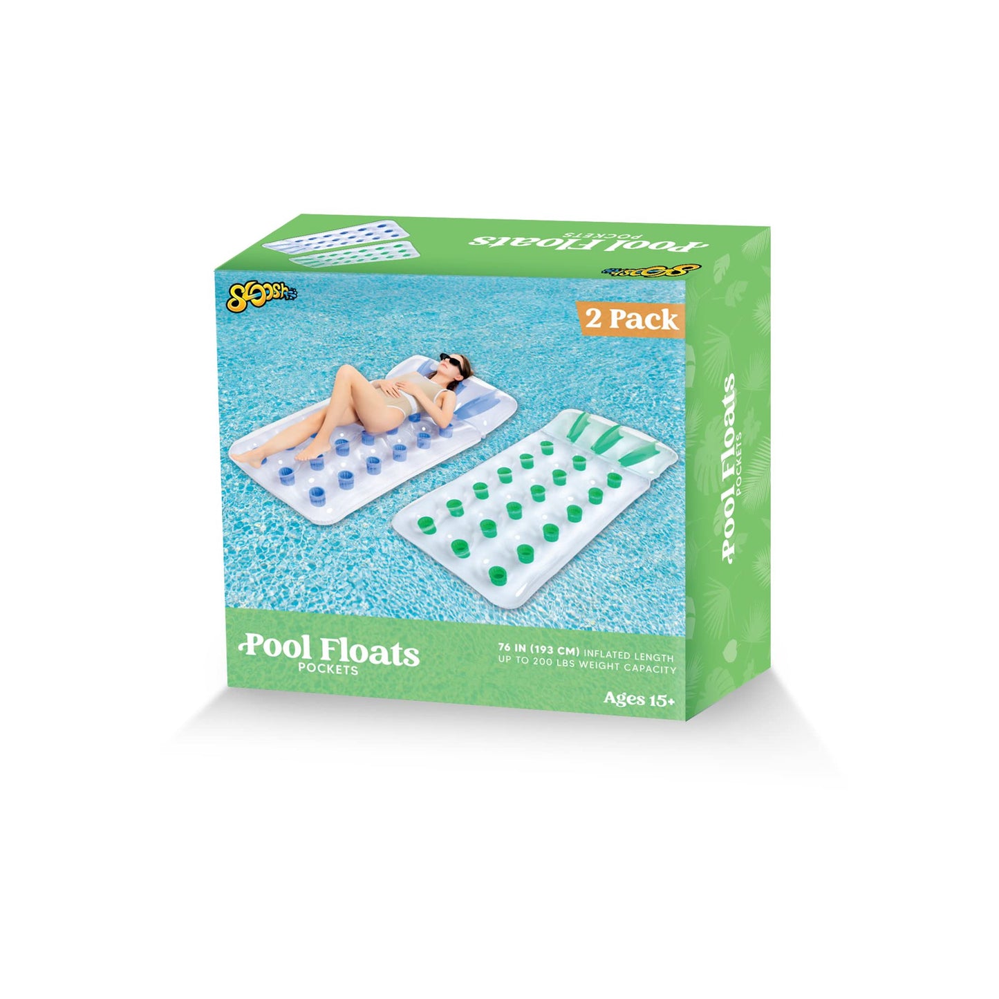 2 Packs Inflatable Pool Lounger Float Rafts with Headrest