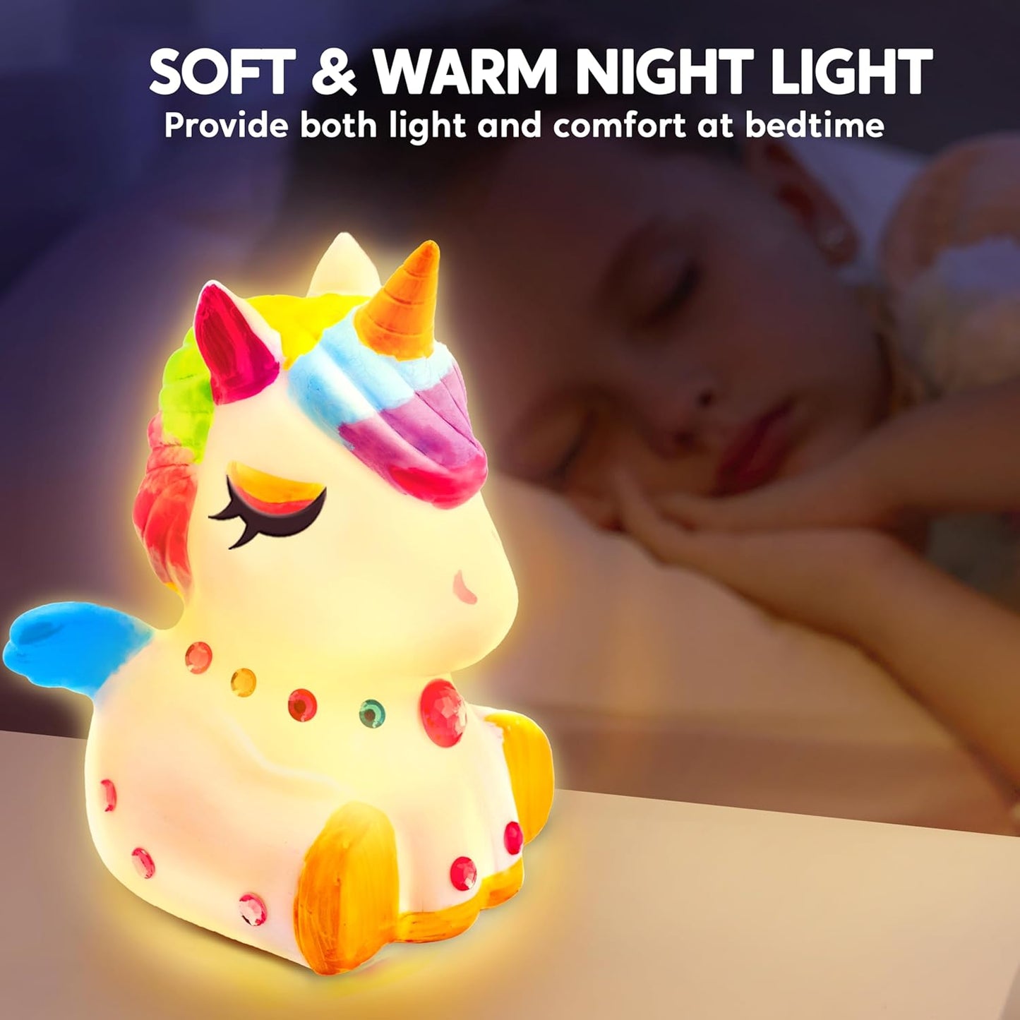 Klever Kits Unicorn Painting Crafts Kit, DIY Unicorn Night Light Gift for Girls Ages 6+ Years