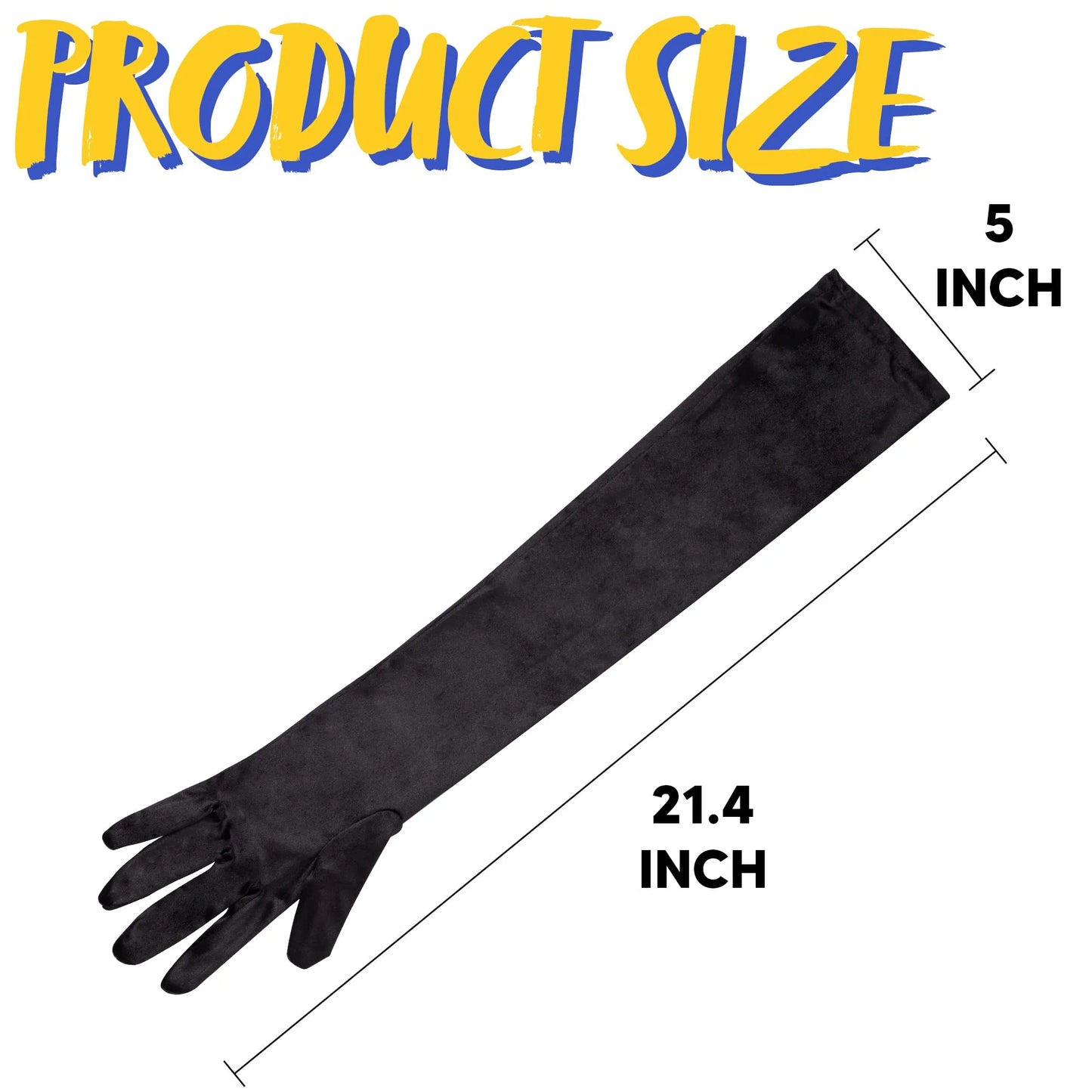 Syncfun Black Long Satin Gloves for Women, Silk Stretch Gloves Adults Sizes