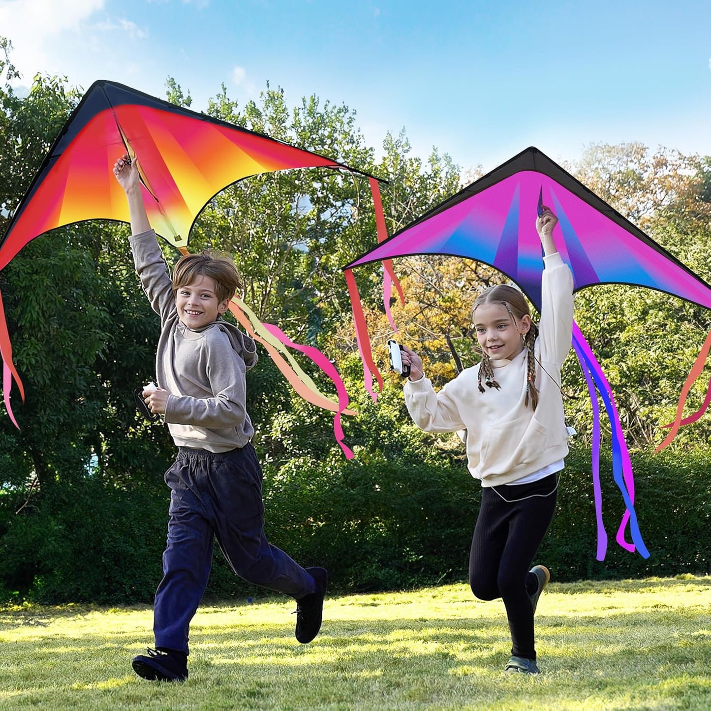 Joyfy 3 Packs Large Delta Kite, Easy to Fly for Kids and Adults with 328ft String, Large Delta Beach Kite for Outdoor Games and Activities