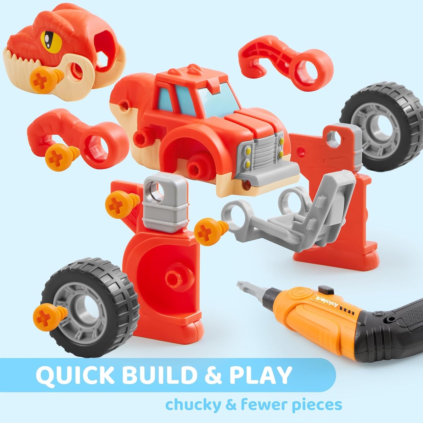 Lalalark Take Apart Dinosaur Toys for Kids, Educational Construction Building Kids Toy with Electric Drill - Best Gifts for Toddlers Age 3-8 Year Old
