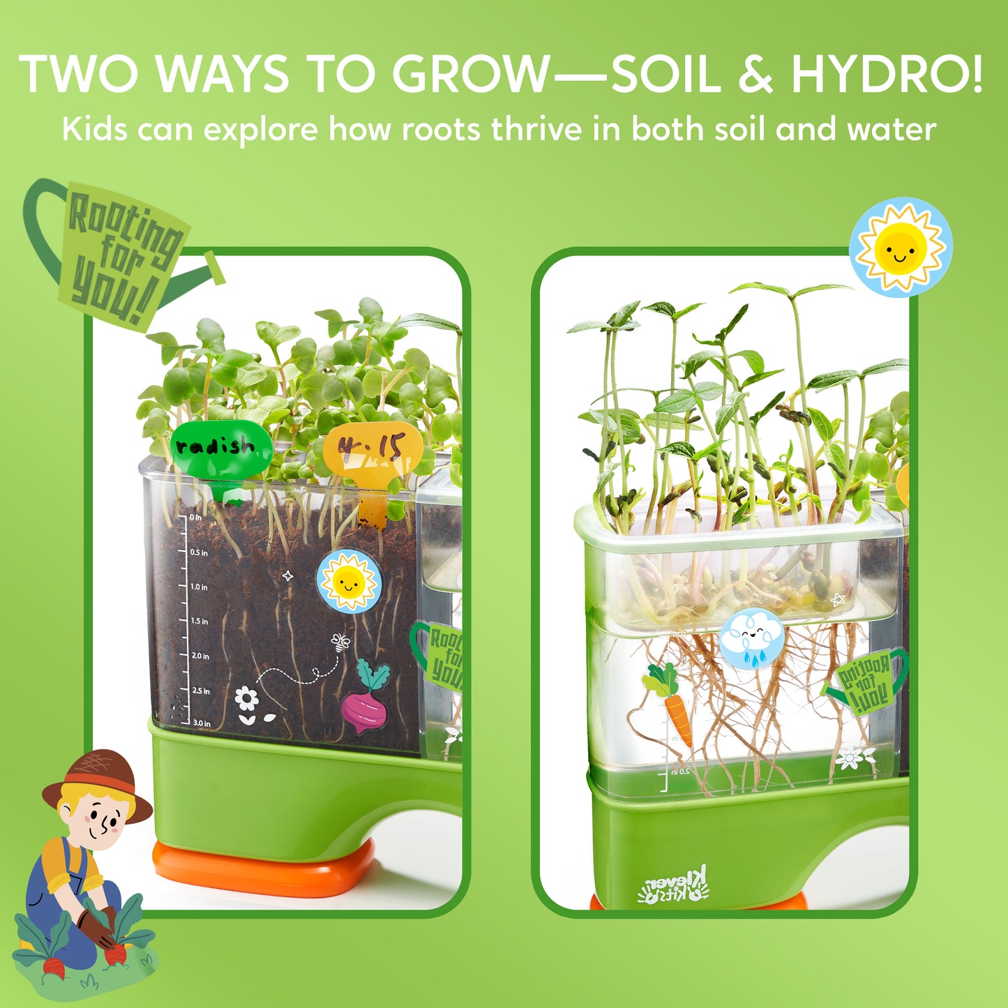 Klever Kits 2 in 1 Root Viewer Kit - Grow Your Own Plant, Educational Toy Science Kit for Kids Age 6-12