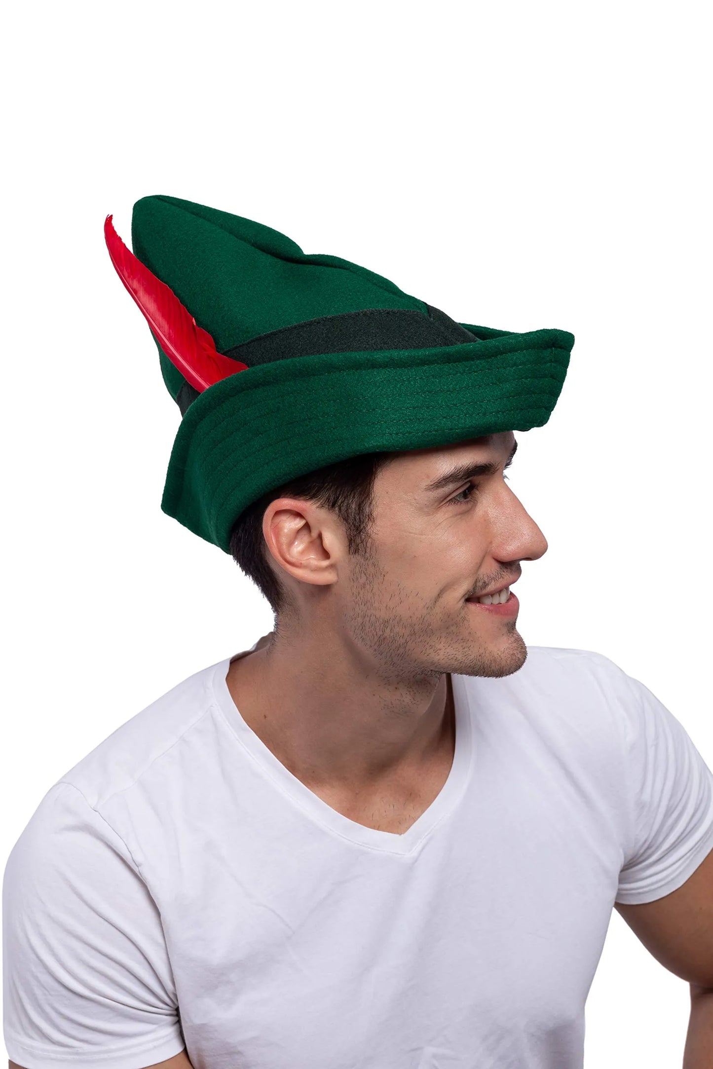 Syncfun Robin Hat with Feather for Adults, German Felt Green Alpine Hat Halloween Party Favors, Costume Accessories