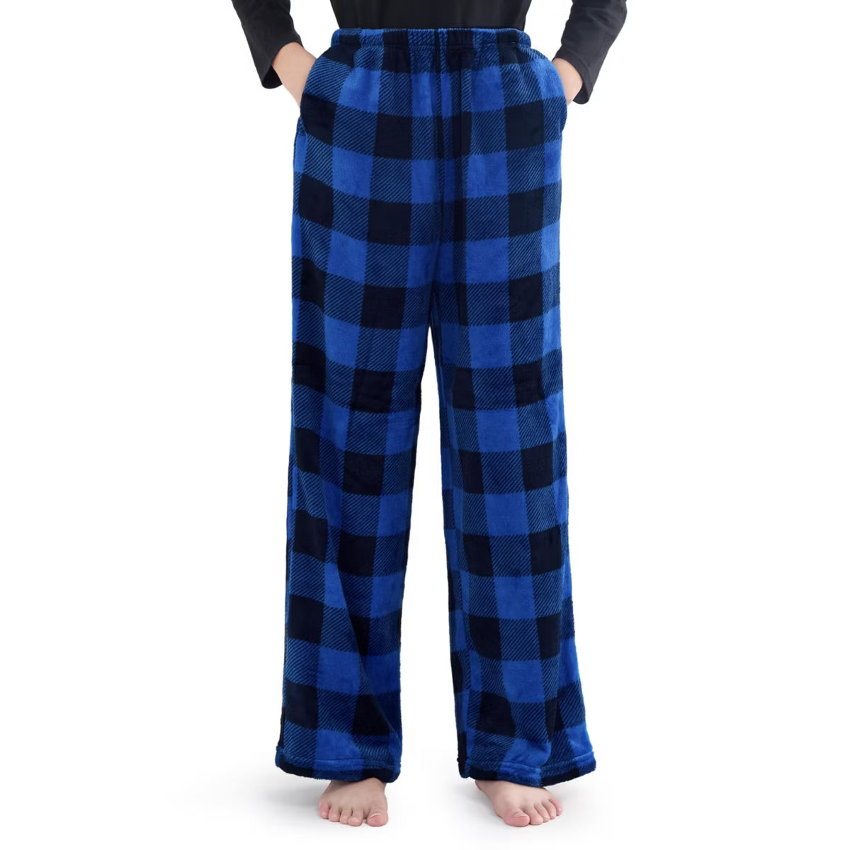 Joyfy Pajama Bottoms for Boys Pajama Pants Flannel Lounge Pant with Pockets Elastic Waist Plaid S/M/LXL/XXL Soft Long Pj Bottoms for 5-14 Year Old Boy