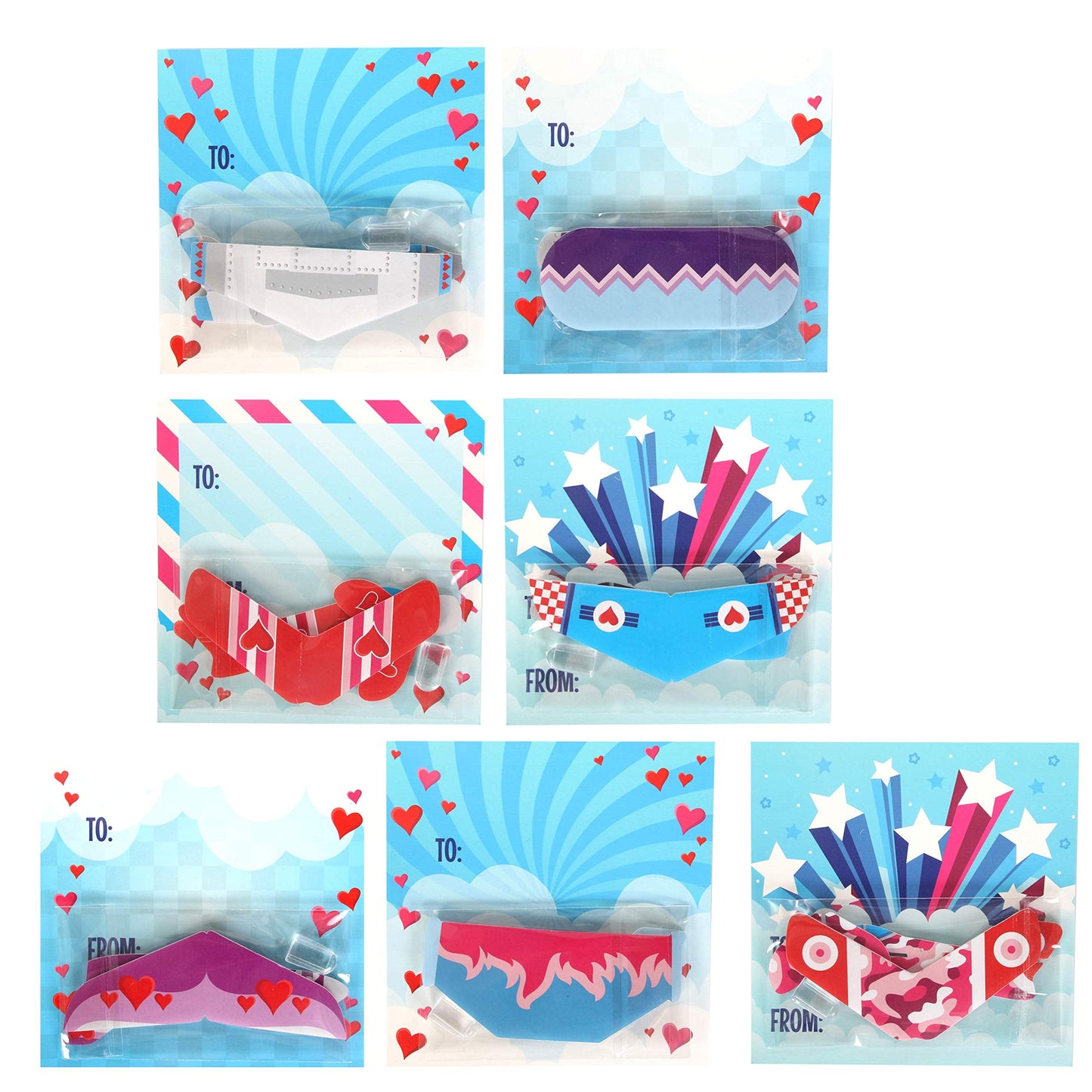 28 Packs Valentines Day Gifts Cards with Foam Airplane for Kids Valentine Exchange Cards Toddle Boys Valentines School Classroom Favors
